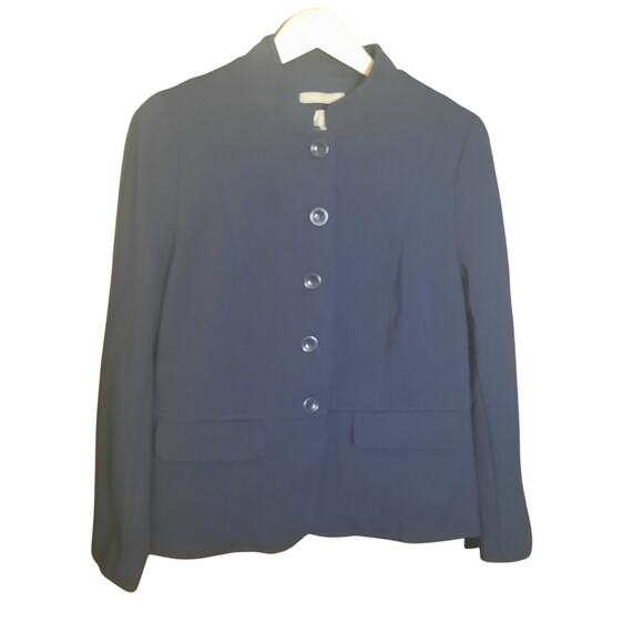 Talbots Navy Italian Luxe Knit 5 Button Womens Lined Blazer Size 12 - Picture 1 of 6